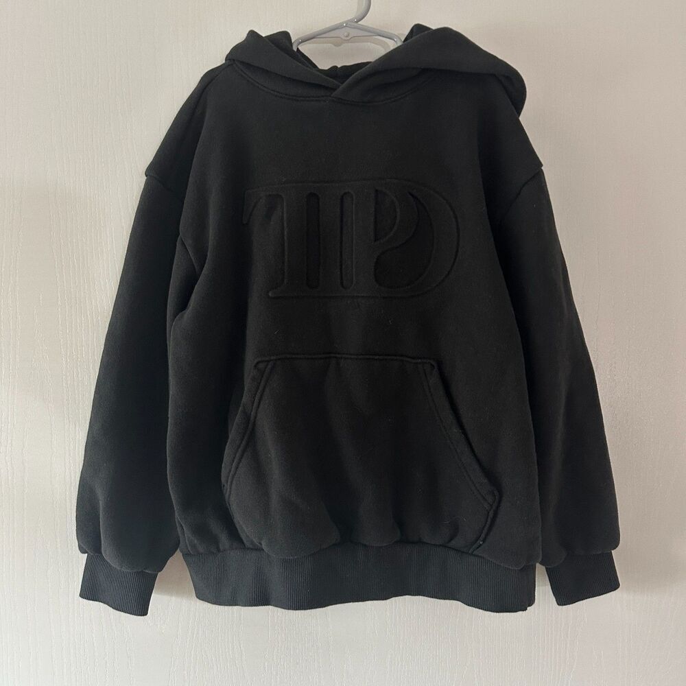 Swift TTPD Tortured Poets Department Black Embossed Hoodie Youth Medium